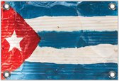 Tuinposter –Cubaanse Vlag Geschilderd – 90x60cm Foto op Tuinposter (wanddecoratie voor buiten en binnen)