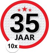 10x 35 Jaar leeftijd stickers rond 15 cm - 35 jaar verjaardag/jubileum versiering 10 stuks