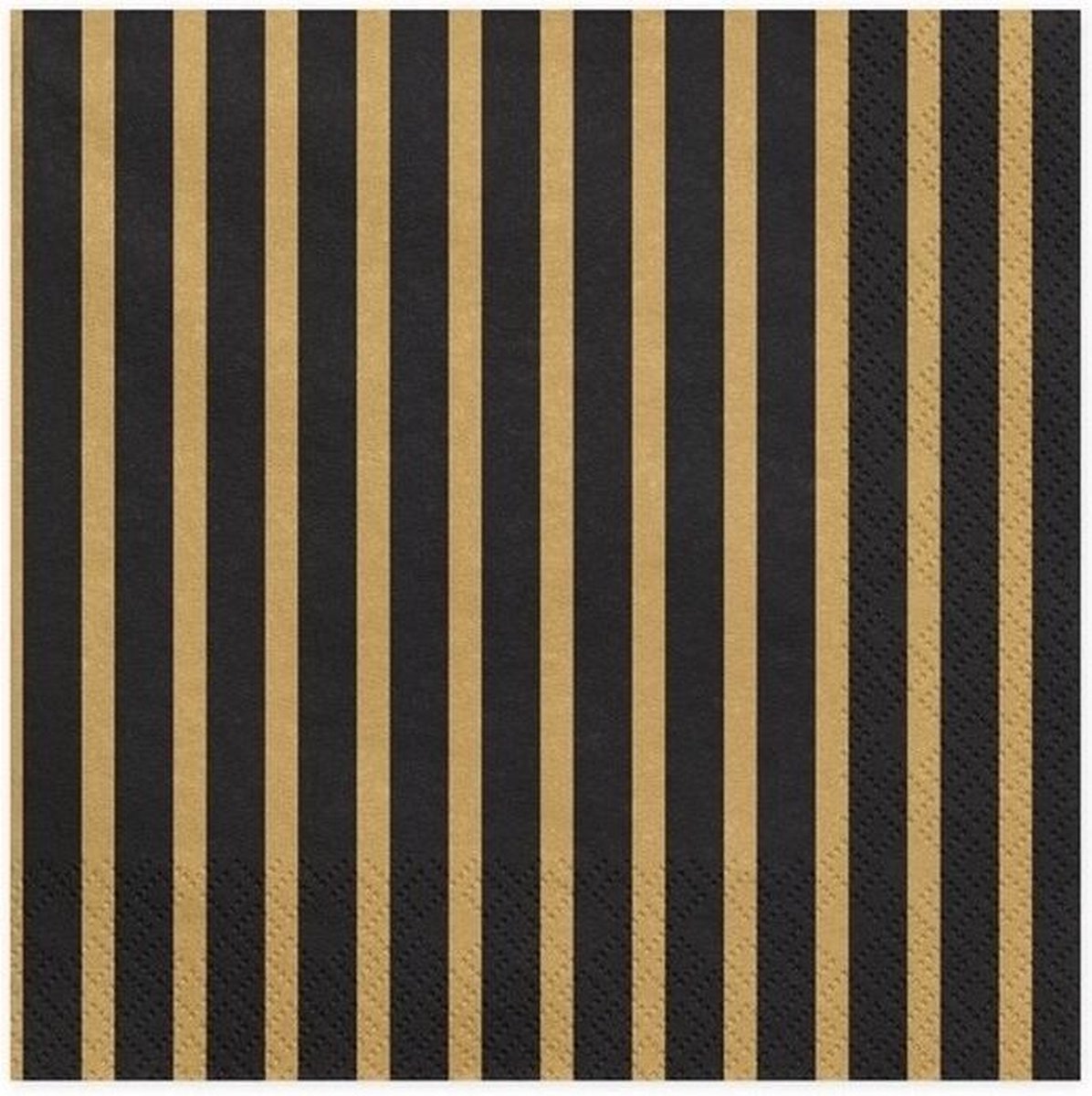 40x Zwart/goud gestreepte servetten 33 x 33 cm - Feest thema servetten