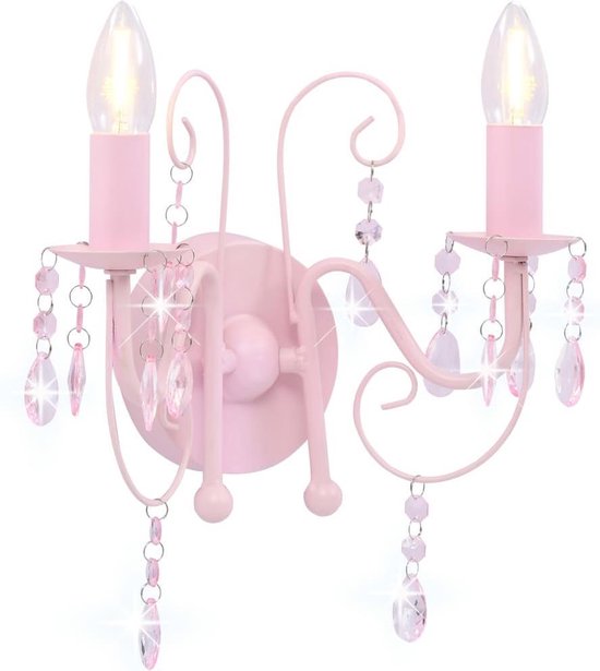 Wandlamp met kralen 2 x E14 roze | bol.com