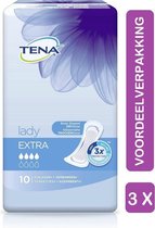 Tena Lady Extra Incontinentie - 3 x 10 Stuks - Incontinentie Inlegkruisjes - Voordeelverpakking