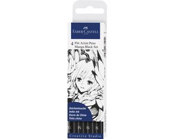 foto van Faber-Castell tekenstift - Pitt Artist Pen - Manga 4-delig - zwart - FC-267121