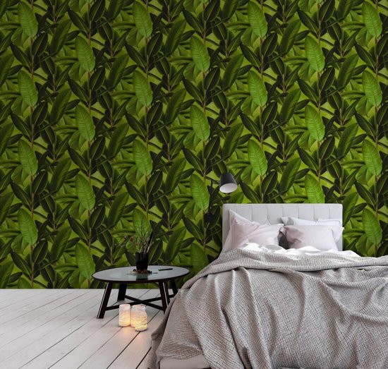 PAPIER PEINT DE FEUILLE DE PLANTES CAOUTCHOUC - Marron Vert - AS Creation Neue Bude 2.0