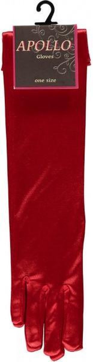 Handschoenen rood satijn luxe (40cm)