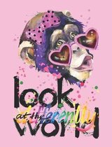 Back to School Composition Notebook for Girls Funny Monkey Art Cover Elementary Students Wide Ruled Journal with Cute Chimp