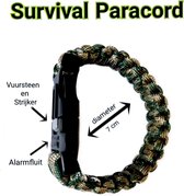 Paracord Survival Armband - Met Vuursteen - Leger Groen Camouflage