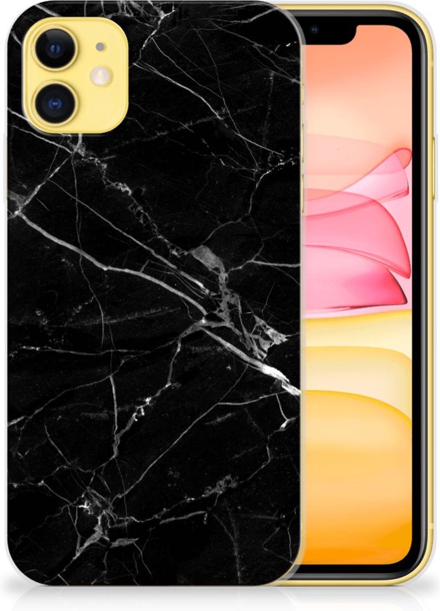 Apple iPhone 11 TPU Siliconen Hoesje Marmer Zwart - Origineel Cadeau Vader