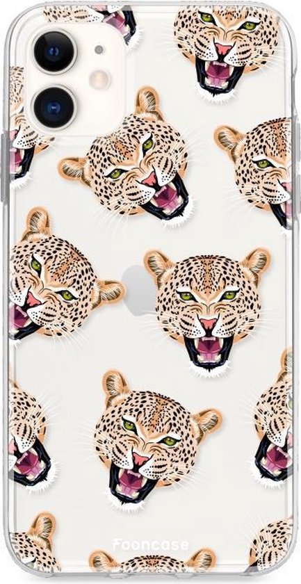 iPhone 11 hoesje TPU Soft Case - Back Cover - Cheeky Leopard / Luipaard  hoofden | bol.com