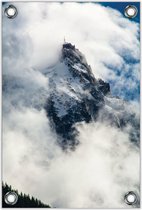 Tuinposter –Bergtop in de Wolken– 60x90cm Foto op Tuinposter (wanddecoratie voor buiten en binnen)