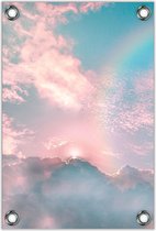 Tuinposter –Gekleurde Lucht met Regenboog– 60x90cm Foto op Tuinposter (wanddecoratie voor buiten en binnen)