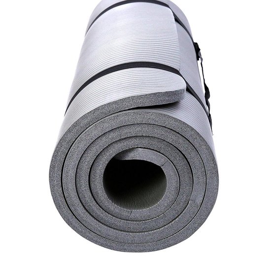 verlies uzelf Roos eenvoudig Yoga mat grijs, 190x100x1,5 cm dik | bol.com