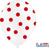 Partydeco - Ballonnen Wit dots rood 50 stuks