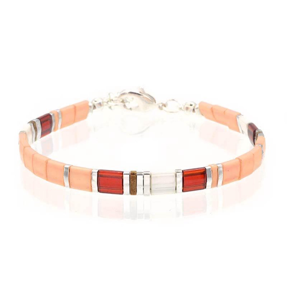 Mint15 Tila Bracelet - Peach & Red - Zilver