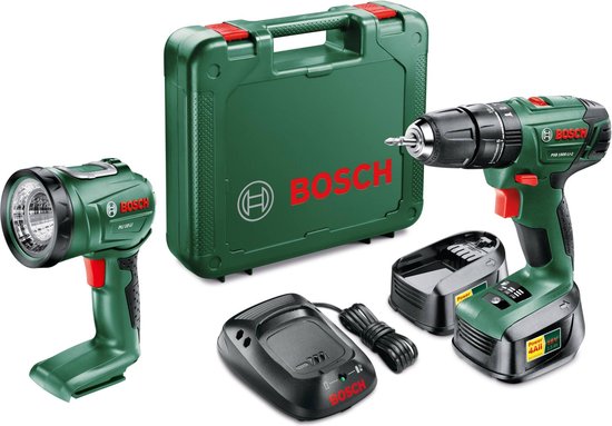 Bosch groen psb 1800 li-2 accuklopboormachine met lamp en 2 accu's | bol.com