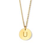 CO88 Collection Alphabet 8CN 11072 Stalen Collier - Letter hanger U - Lengte 42 + 5 cm - Goudkleurig