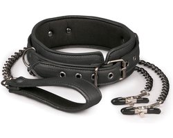EasyToys - Fetish Set met Halsband en Tepelklemmen - Duurzaam - Bondage Set - Rollenspel Erotiek - BDSM Set - Puppy Play - Bondage Sex Toys voor Vrouwen en Mannen - Tepelklemmen voor Mannen - Erotisch Spel - Zwart