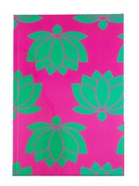 Notitieboek - A5 - Lotus - Softcover - Roze - Groen - Gelijnd - Elastiek - Lijntjes - Werk - Studie - Dagboek