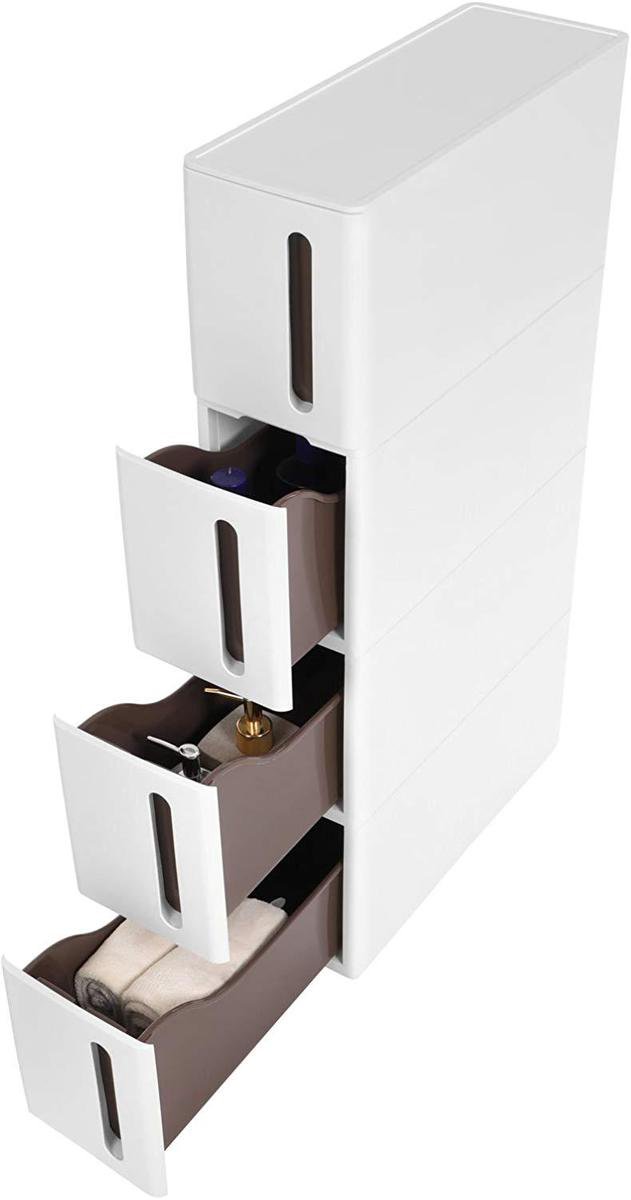 Chariot / Meuble De Salle De Bain Avec 3 Tiroirs Colorés Et étagère 36