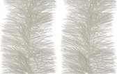 2x Kerstslinger winter wit 10 cm breed x 270 cm - Guirlande folie lametta - Winter witte kerstboom versieringen