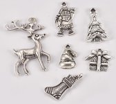 6-Delige set antiek zilver vergulde Kerst-bedels