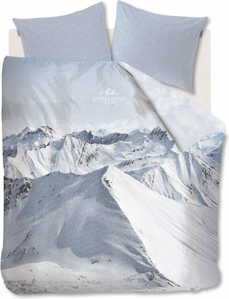 Riviera Maison Moritz Mountain Dekbedovertrek - Lits-jumeaux - 240x200/220 cm - Blue Grey