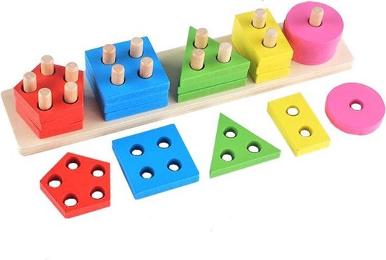 Houten vormenbord | 5-delig | Montessori speelgoed | Houten speelgoed |  bol.com