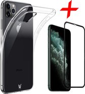 iphone 11 pro hoesje - iphone 11 pro case transparant siliconen - hoesje iphone 11 pro apple - iphone 11 pro hoesjes cover hoes - 1x iphone 11 pro screenprotector glas tempered gla