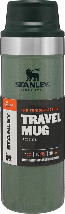 Stanley trigger-action travel mug 0. 47l - thermosfles - hammertone green