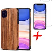 iphone 11 hoesje - iphone 11 case rood sandelhout - hoesje iphone 11 apple - iphone 11 hoesjes cover hoes - 1x iphone 11 screenprotector glas tempered glass screen protector