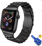 Metalen Armband Geschikt Voor Apple Watch Series 1/2/3/4/5 38 MM / 40 MM Horloge Band Strap - Geschikt Voor iWatch Schakel Polsband RVS - Inclusief Inkortset - Zwart