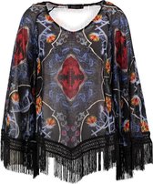 Supertrash zwarte polyester tuniek met franjes - Maat 34