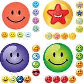 Grote Set SMILEY (Belonings)stickers | 216 grote STICKERS | 4 vellen van TOP KWALITEIT | 19 mm | Belonen met Stickers | Smileys | School