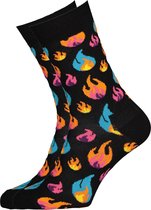 Happy Socks - Flames - zwart/blauw/geel - Unisex - Maat 36-40