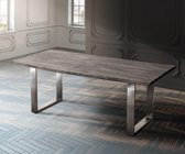 Massief houten tafel Live-Edge Acacia platinum 260x100 top 3,5cm frame smal boomtafel