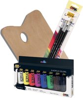 Solo goya basis schilderset - 8 kleuren hoge kwaliteit acrylverf 4 penselen met houten schilderspalet- Hoge kwaliteit A-Merk