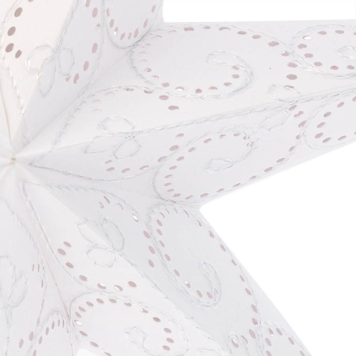 Kerstster papier met verlichting - 60 cm diameter, 21 cm diep - Kerst ster voor binnen - Sumana Wit - Handgeschept papier - Incl. 3 m. snoer met stekker, schakelaar en E14-fitting - Kerst Raam decoratie - Kerstversiering - Kerstverlichting – foto 2