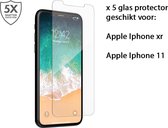 Apple iPhone XR / Apple iPhone 11 - 5x geharde glas screenprotector, sterk materiaal van 9H 3mm dik