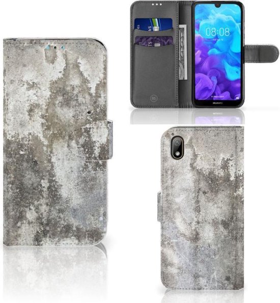 Case Cover pour Huawei Y5 (2019) Portefeuille Béton