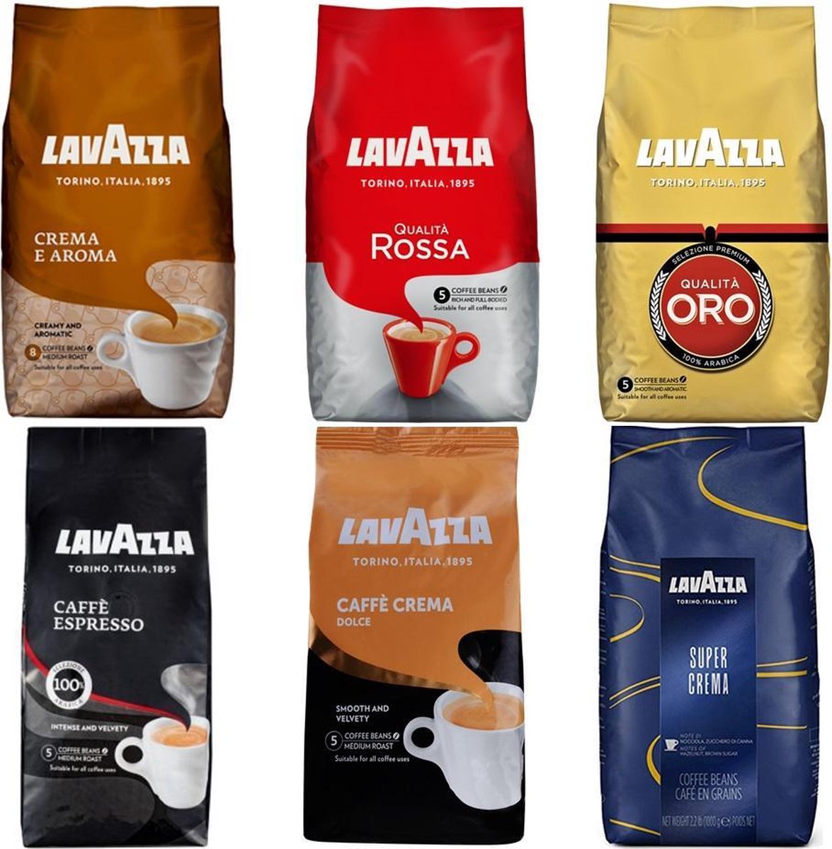 Pack d'échantillons Lavazza Grains de café - 6 x 1 kg