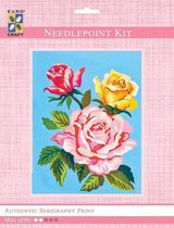 Volledige Borduurpakketen Volwassenen   -  Voorbedrukt   -  Borduurset  - Hobby en Creatief -  Roze en gele rozen 14x18cm