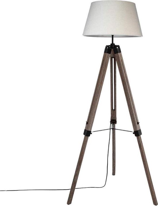 Moderniseren litteken Eigenlijk STAANDE LAMP - LAMPENKAP WIT - HOUTEN POTEN - H 145 CM | bol.com