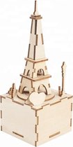 Bouwpakket Muziekdoosje- Speeldoosje Eiffeltoren- hout