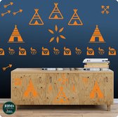 Vrolijke wigwam met indiaan muurstickers kleur Oranje (19)