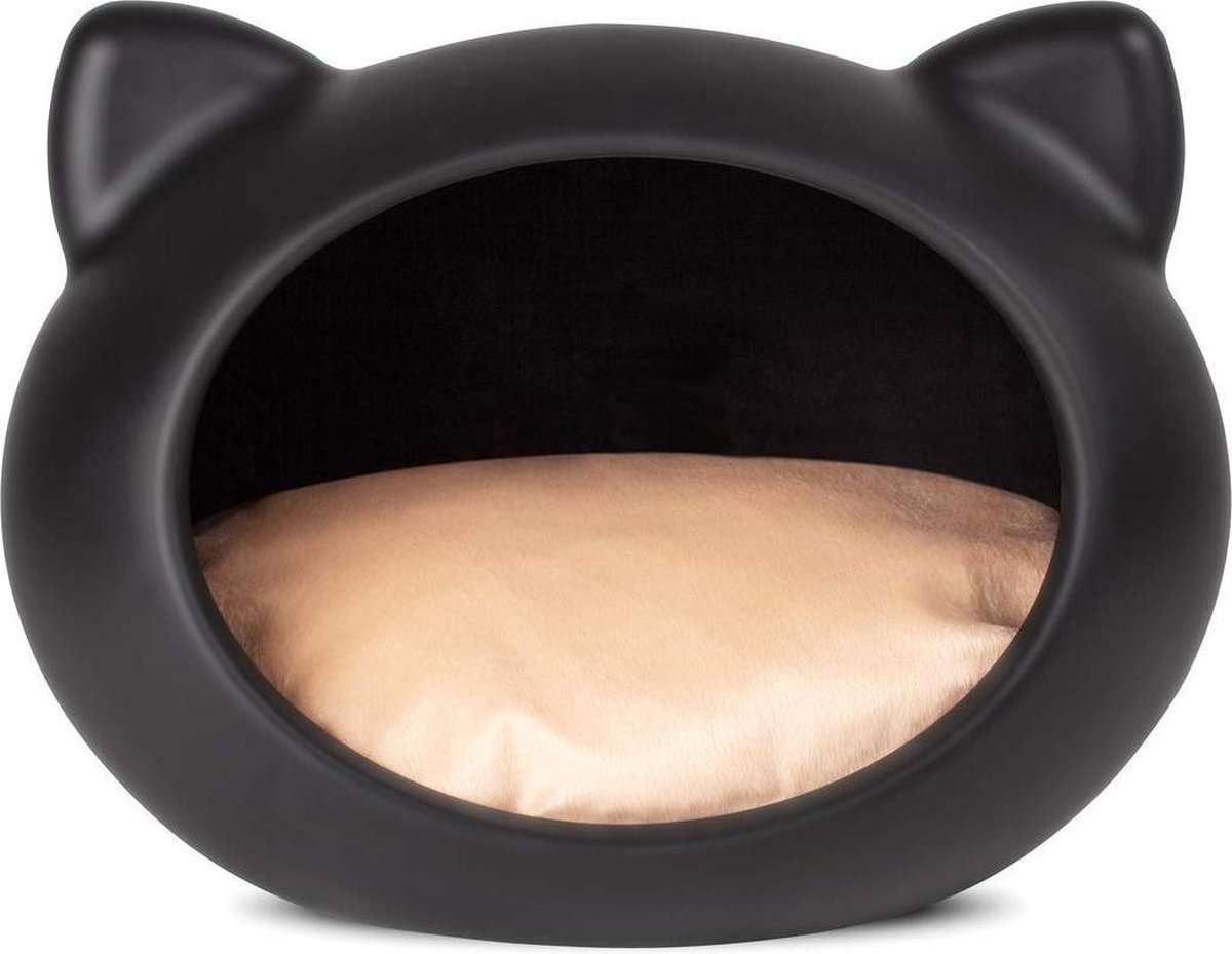 Guisapet Basket Cat Cave noir avec coussin beige | bol.com
