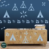 Vrolijke wigwam met indiaan muurstickers kleur Zacht Blauw (9)