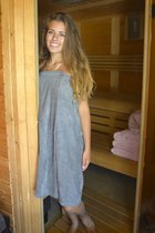 ARTG® Towelzz - Sauna Kilt - Dames - met Klittenband - Antracietgrijs - Anthracite Grey - ( Borstomvang tot 150 cm )