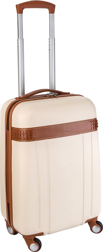 Trolley Handbagage koffer Crème met bruine accenten, exclusieve  uitstraling. Met... | bol.com