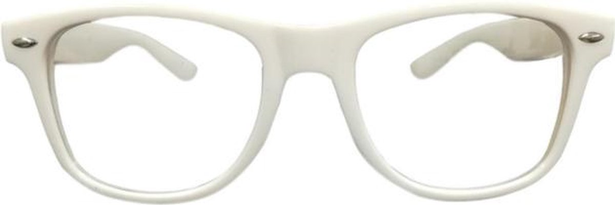 Orange85 - Nerd bril zonder sterkte – Wit - Wayfarer - Inclusief hoesje - Orange85