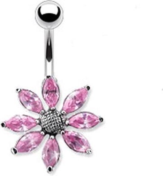 onpeilbaar Expertise goedkoop Navelpiercing titanium flower roze ©LMPiercings | bol.com