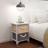 2 x Nachtkastje Wit hout (Incl Nachtlamp) met lades- nacht kastje - kastje slaapkamer - Nachtkast slaapkamer